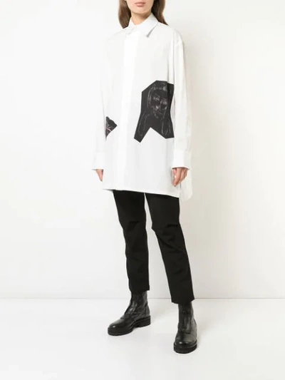 Shop Yohji Yamamoto Oversized Appliqué Shirt - White