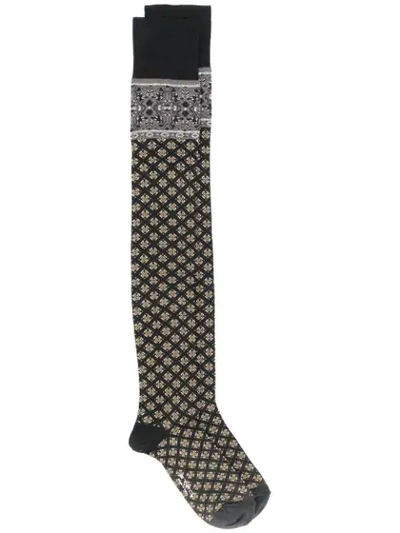 Shop Etro Printed Long Socks - Black
