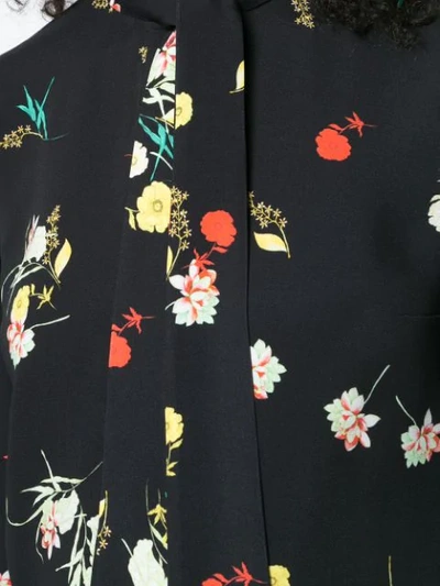 Shop Derek Lam Long Sleeve Mixed Print Blouse With Neck Ties - Black