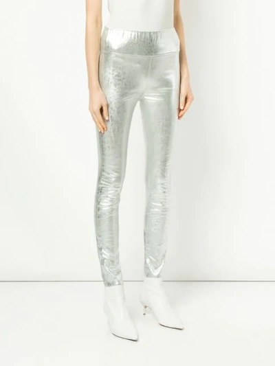 Shop Sprwmn Metallic Leggings In Silver