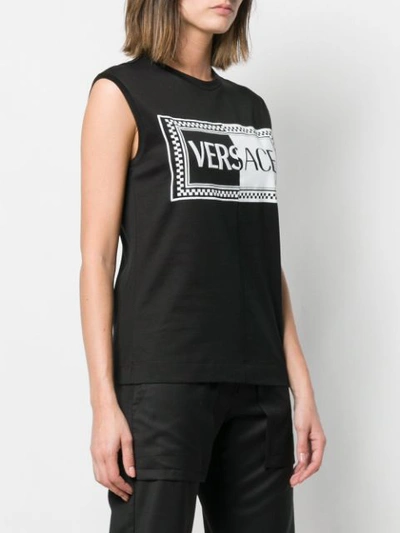 VERSACE 90S VINTAGE LOGO TANK TOP - 黑色