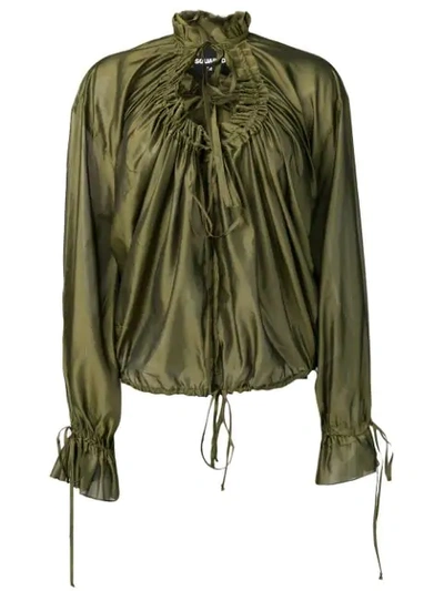 Shop Dsquared2 Ruched Shirt In Green