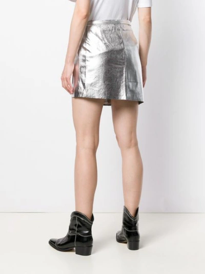 LANEUS METALLIC-EFFECT WRAP-FRONT SKIRT - 银色