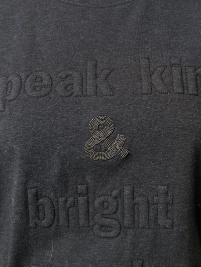 Shop Brunello Cucinelli Slogan Embroidered T-shirt In Grey