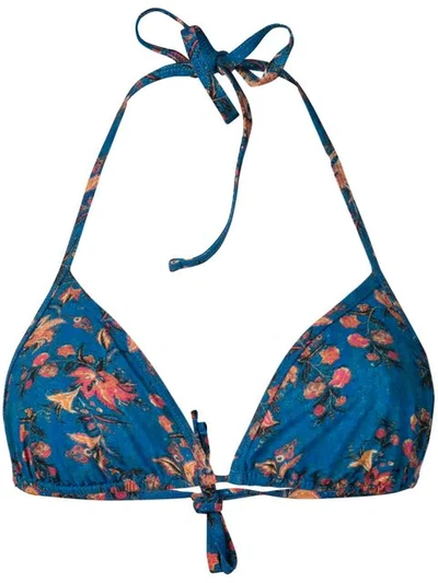 Shop Isabel Marant Floral Print Bikini Top In Blue