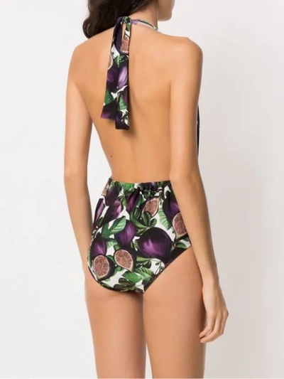 Shop Adriana Degreas Deep V-neck Swimsuit In Purple