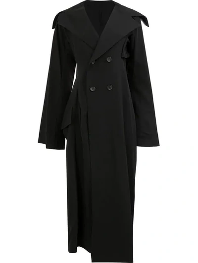 Shop Yohji Yamamoto Double Breasted Coat In Black