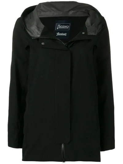 Shop Herno Hooded Raincoat In Black