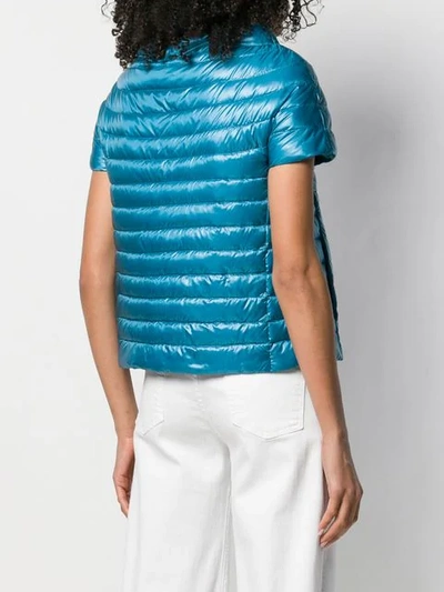 Shop Herno Short-sleeved Puffer Jacket - Blue