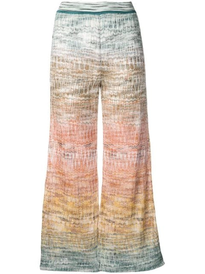 Shop Missoni Knitted Crop Trousers In Blue