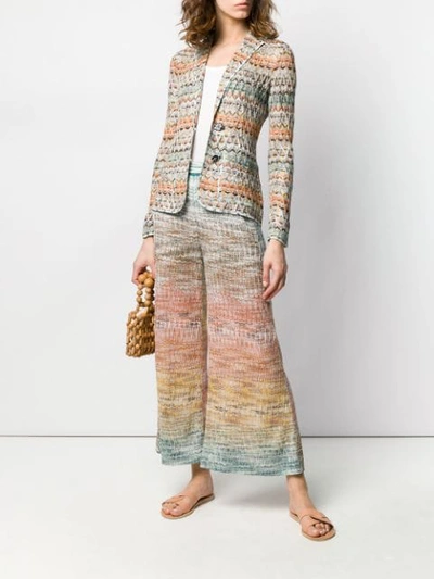 Shop Missoni Knitted Crop Trousers In Blue
