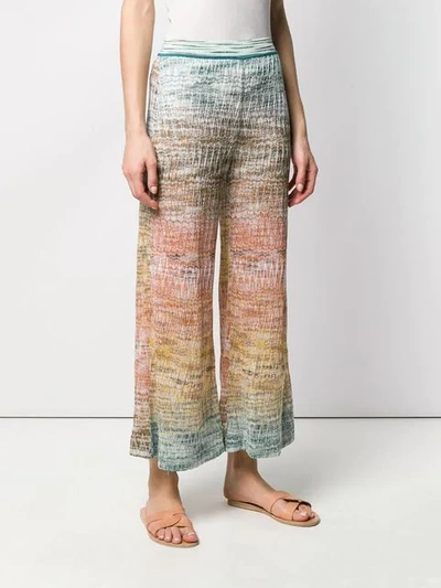 Shop Missoni Knitted Crop Trousers In Blue