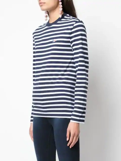 Shop Maison Kitsuné Striped T-shirt In Blue