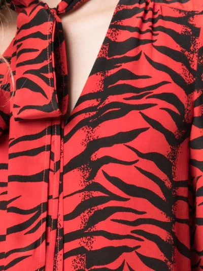 Shop Rixo London Tiger Print Blouse In Red