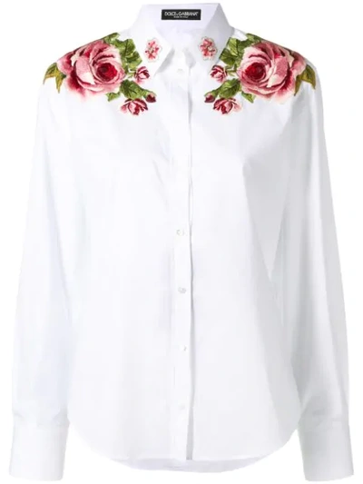 Shop Dolce & Gabbana Floral Inserts Shirt In White