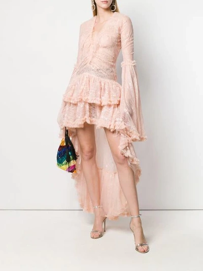 Shop Amen High Low Hem Lace Dress In Pink