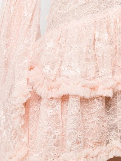 Shop Amen High Low Hem Lace Dress In Pink