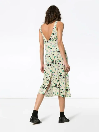 Shop Plan C Floral Print Slip Dress In Yellow