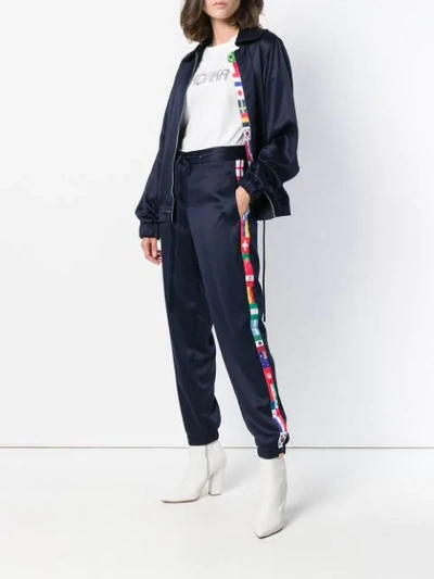 Shop Kris Goyri Flags Stripe Zipped Jacket In Blue