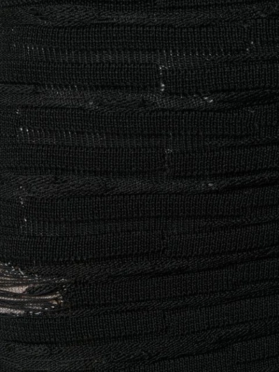Shop Balmain Distressed Striped Mini Skirt In Black