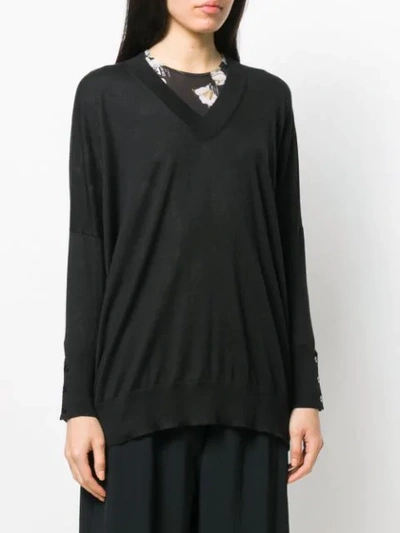 Shop Agnona Fine Knit Sweater In Black