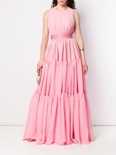 Shop Maison Rabih Kayrouz Tiered Sleeveless Maxi Dress In 680 Pink