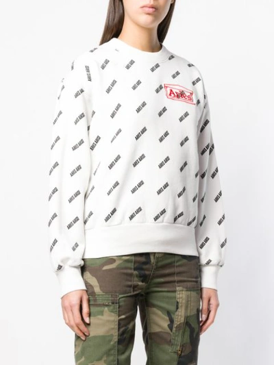 Shop Aries Logo Print Sweatshirt - White