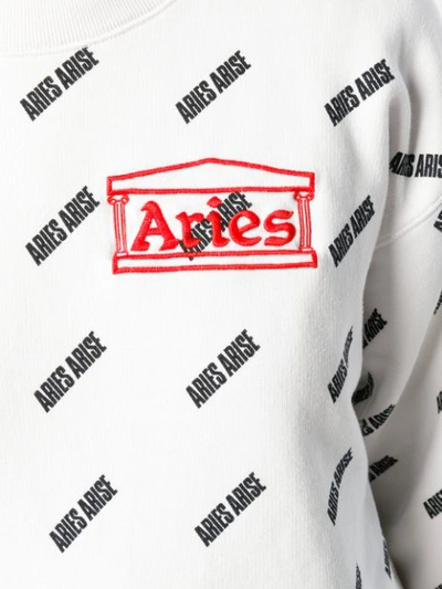Shop Aries Logo Print Sweatshirt - White