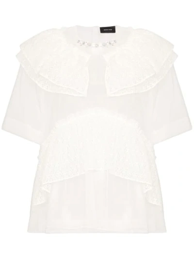 Shop Simone Rocha Lace-trimmed Tulle T-shirt In White