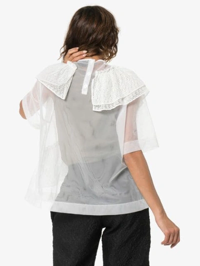 SIMONE ROCHA LACE-TRIMMED TULLE T-SHIRT - 白色