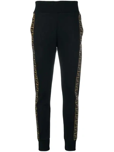 Shop Fendi Ff Side-band Track Pants In Black