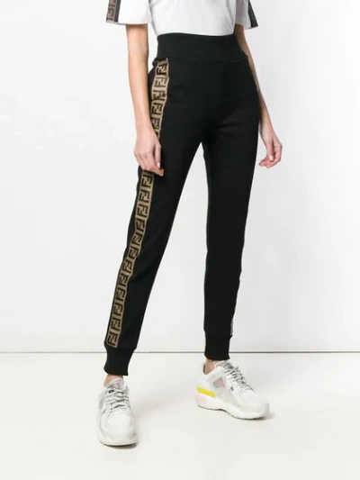 Shop Fendi Ff Side-band Track Pants In Black