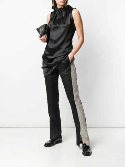 ANN DEMEULEMEESTER 条纹修身长裤 - 黑色