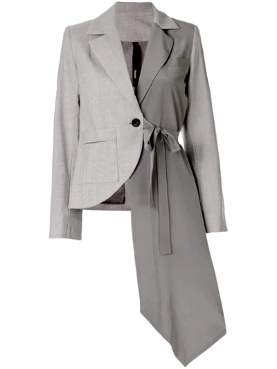 Shop Taylor Slide Asymmetric Blazer In Grey
