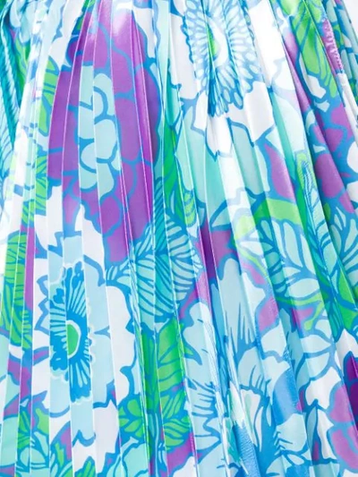Shop Richard Quinn Floral Print Asymmetric Pleated Skirt In Blue