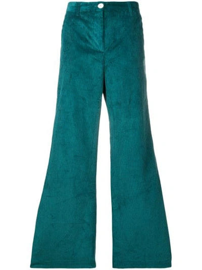 Shop Masscob Corduroy Flared Trousers In Blue