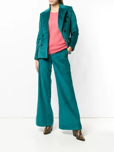 Shop Masscob Corduroy Flared Trousers In Blue