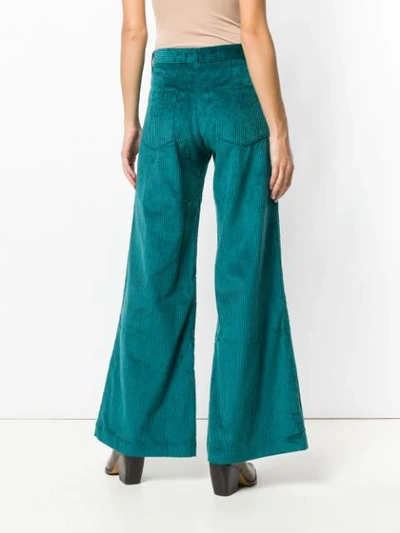 Shop Masscob Corduroy Flared Trousers In Blue