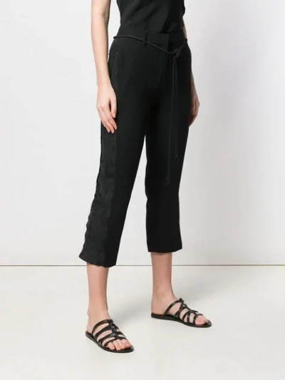 Shop Ann Demeulemeester Embroidered Side Panel Trousers In Black