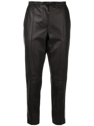 Shop Yves Salomon Lightweight Tuxedo Stripe Pants In Black