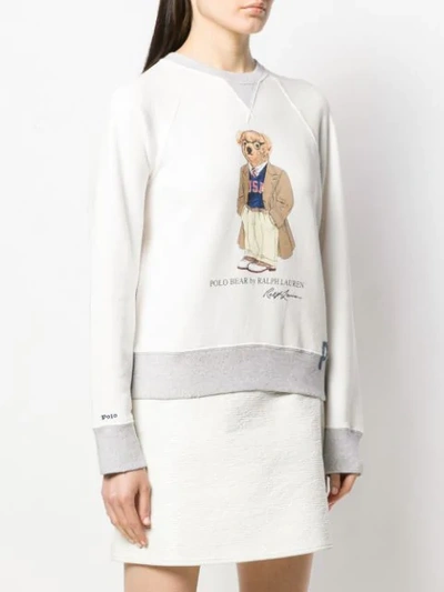 Shop Polo Ralph Lauren Preppy Bear Fleece Sweatshirt In White