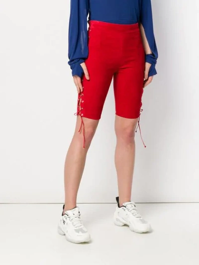Shop Ben Taverniti Unravel Project Slim-fit Lace-up Shorts In Red