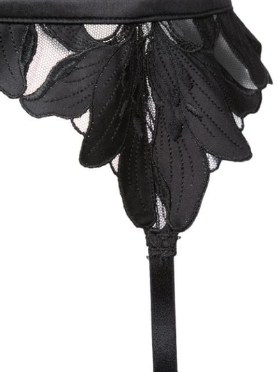 Shop Fleur Du Mal Lily Embroidered Garter Belt In Black