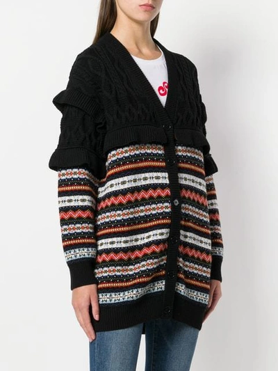 Shop Philosophy Di Lorenzo Serafini Patterned Cable Knit Cardigan In Black