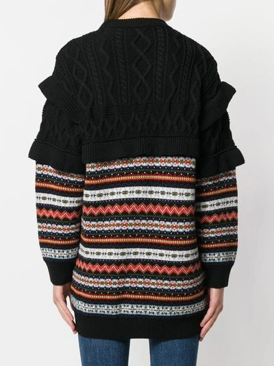 Shop Philosophy Di Lorenzo Serafini Patterned Cable Knit Cardigan In Black