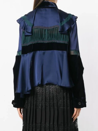 Shop Sacai Frill Trimmed Blouse In Blue