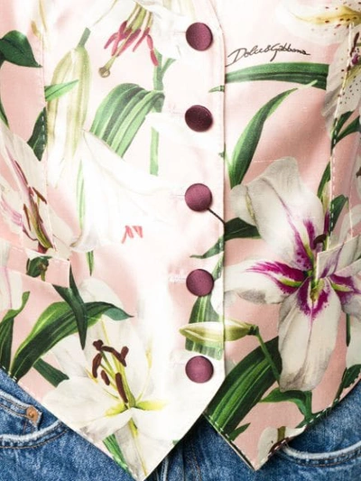 Shop Dolce & Gabbana Lily Print Waistcoat In Pink