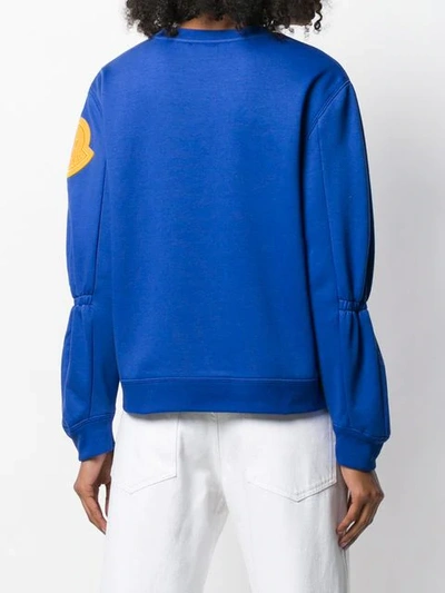 Shop Moncler Gathered Sleeve Sweatshirt In Blue