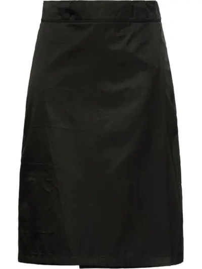 Shop Prada Flap Front Midi Skirt In Black