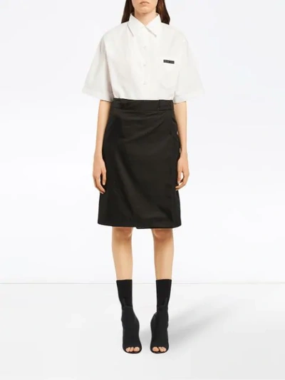 Shop Prada Flap Front Midi Skirt In Black